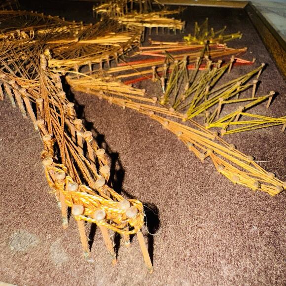 Vintage Nail String Deer Art Fawn Doe 19" Whimsy Farm Boho Cottage Countryside - Picture 4 of 12